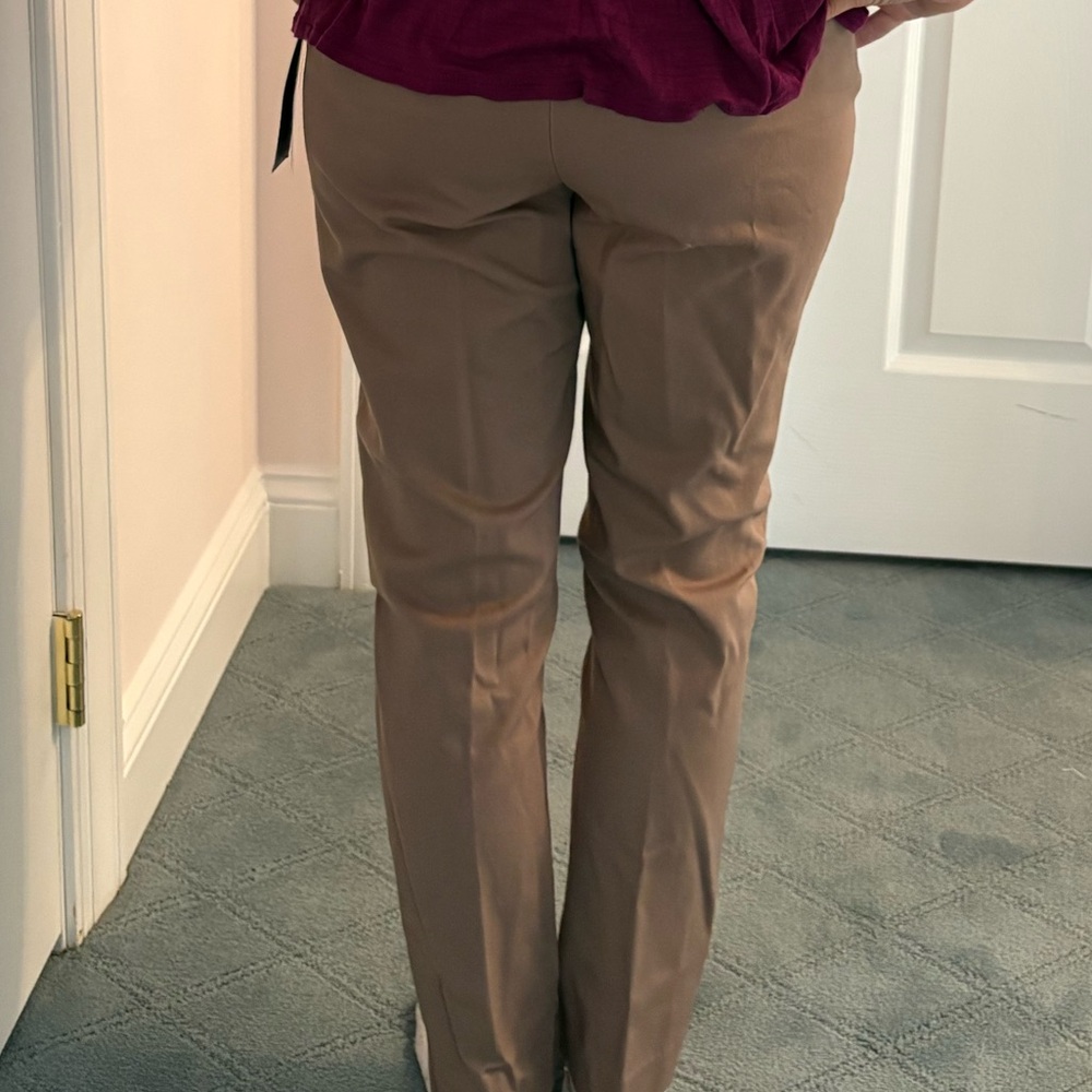 Tan mid rise ankle dress pants
